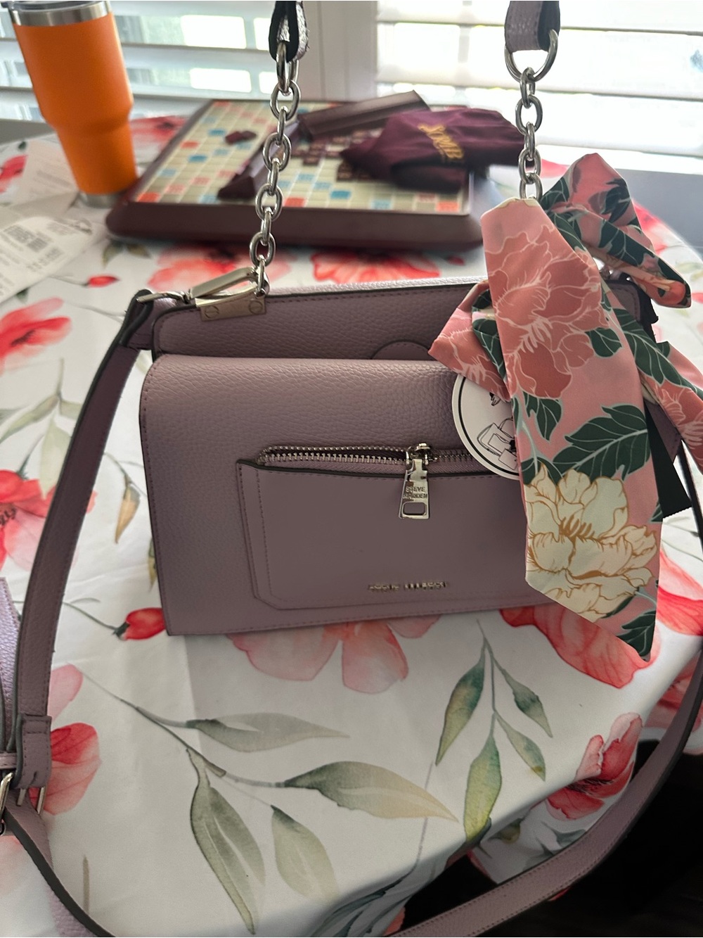 Steve Madden Lilac/Pastel Purple Crossbody Bag with Scarf Accent - Picture 6 of 6